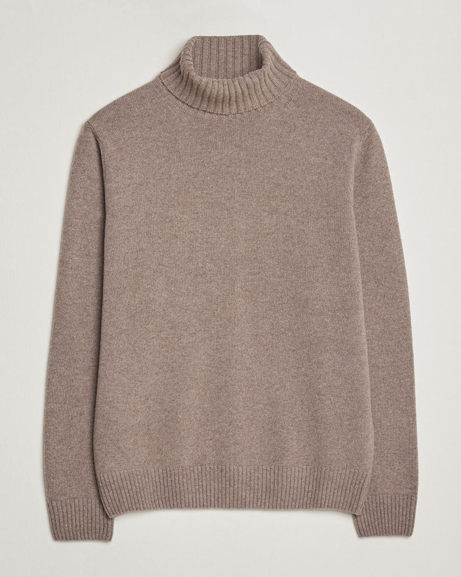 Hombres | Jerséis y prendas de punto | Morgano | Wool/Cashmere Heavy Knit Rollneck Light Brown