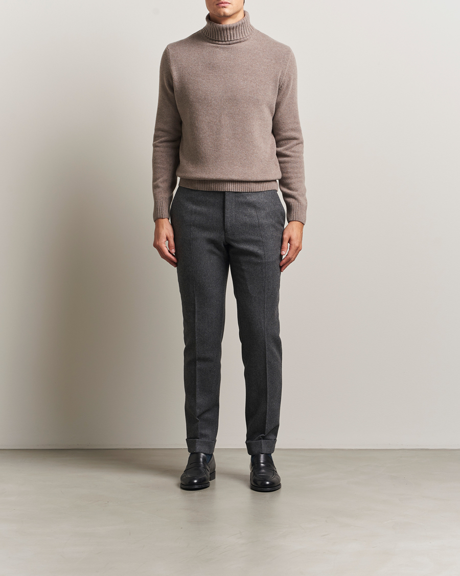 Hombres | Jerséis y prendas de punto | Morgano | Wool/Cashmere Heavy Knit Rollneck Light Brown