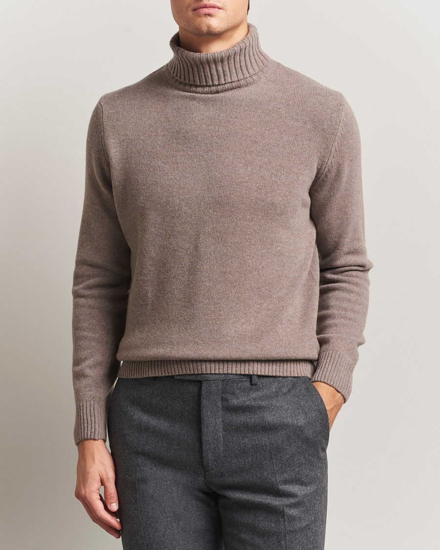 Hombres | Jerséis y prendas de punto | Morgano | Wool/Cashmere Heavy Knit Rollneck Light Brown
