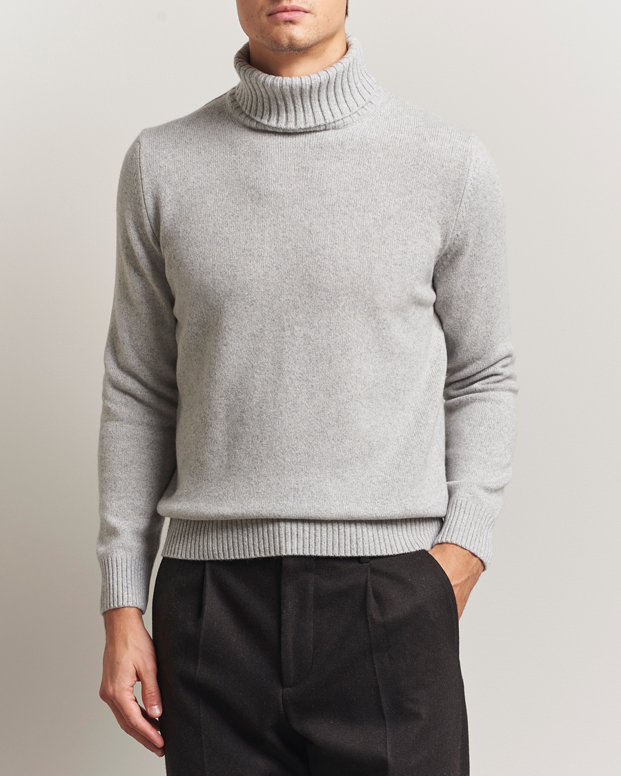 Hombres | Jerséis y prendas de punto | Morgano | Wool/Cashmere Heavy Knit Rollneck Light Grey