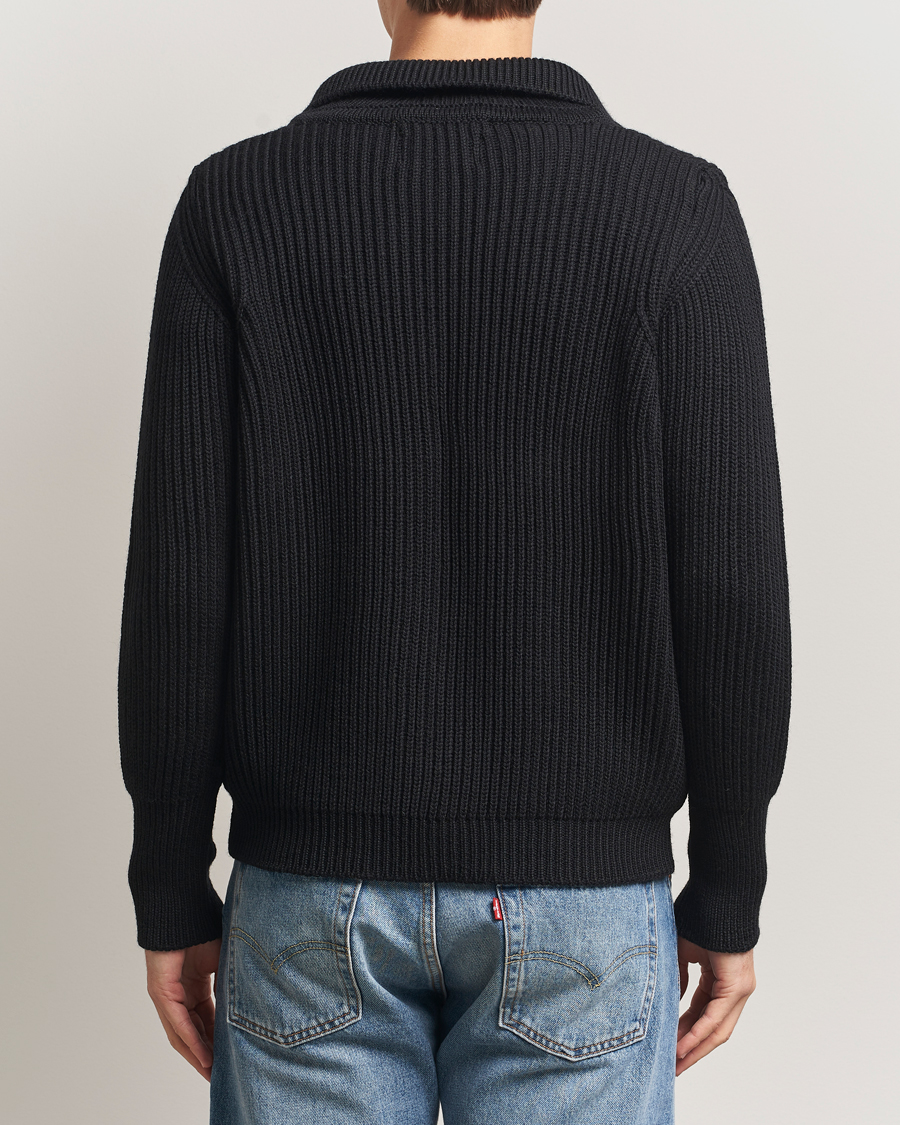 Hombres | Jerséis y prendas de punto | Peregrine | Fisherman Merino Zip Cardigan Black