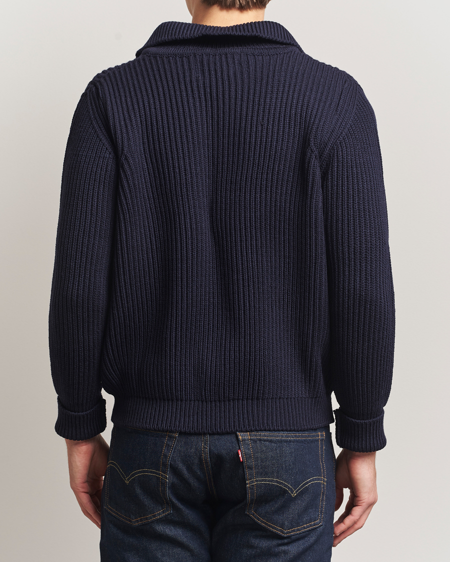 Hombres | Jerséis y prendas de punto | Peregrine | Fisherman Merino Zip Cardigan Navy