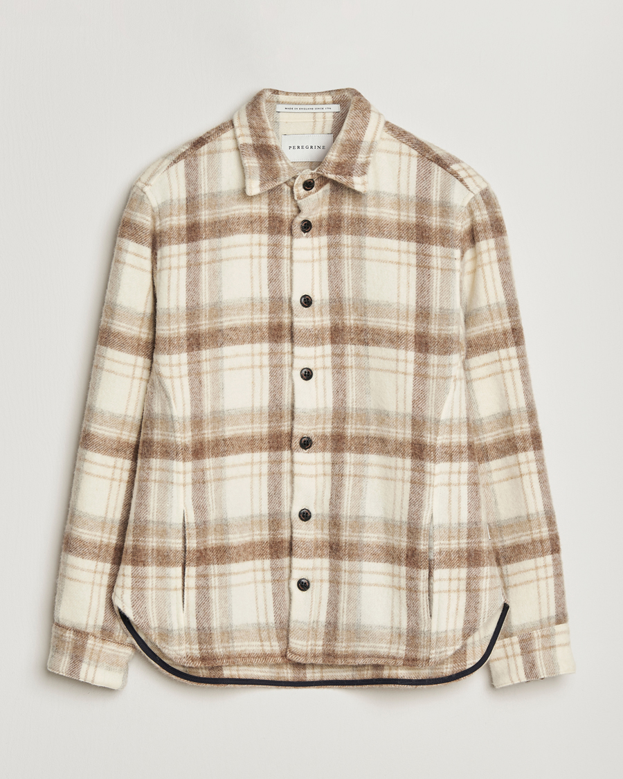 Hombres | Camisas | Peregrine | Moon Wool Check Overshirt Beige