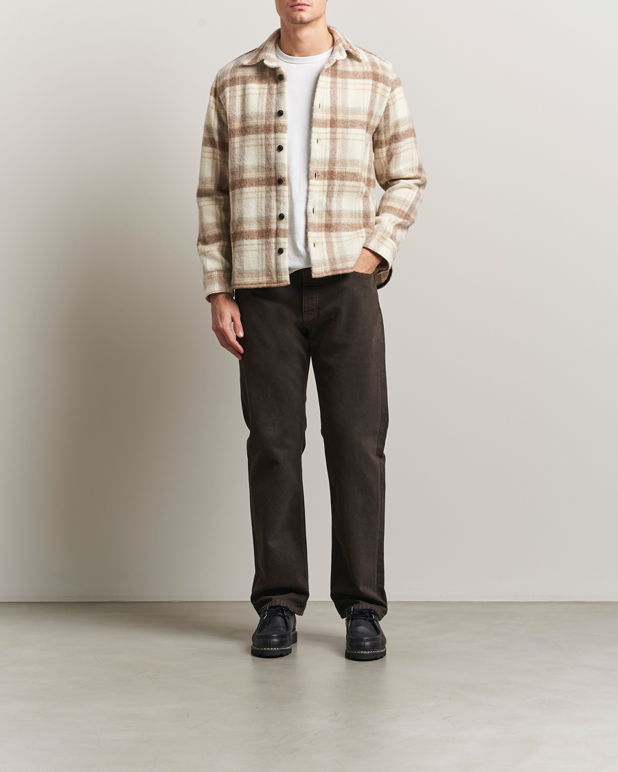 Hombres | Camisas | Peregrine | Moon Wool Check Overshirt Beige