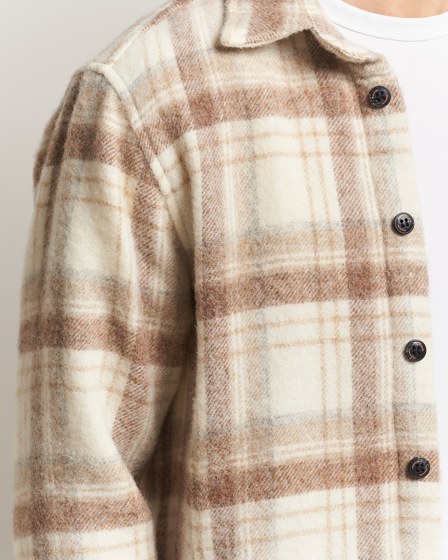 Hombres | Camisas | Peregrine | Moon Wool Check Overshirt Beige
