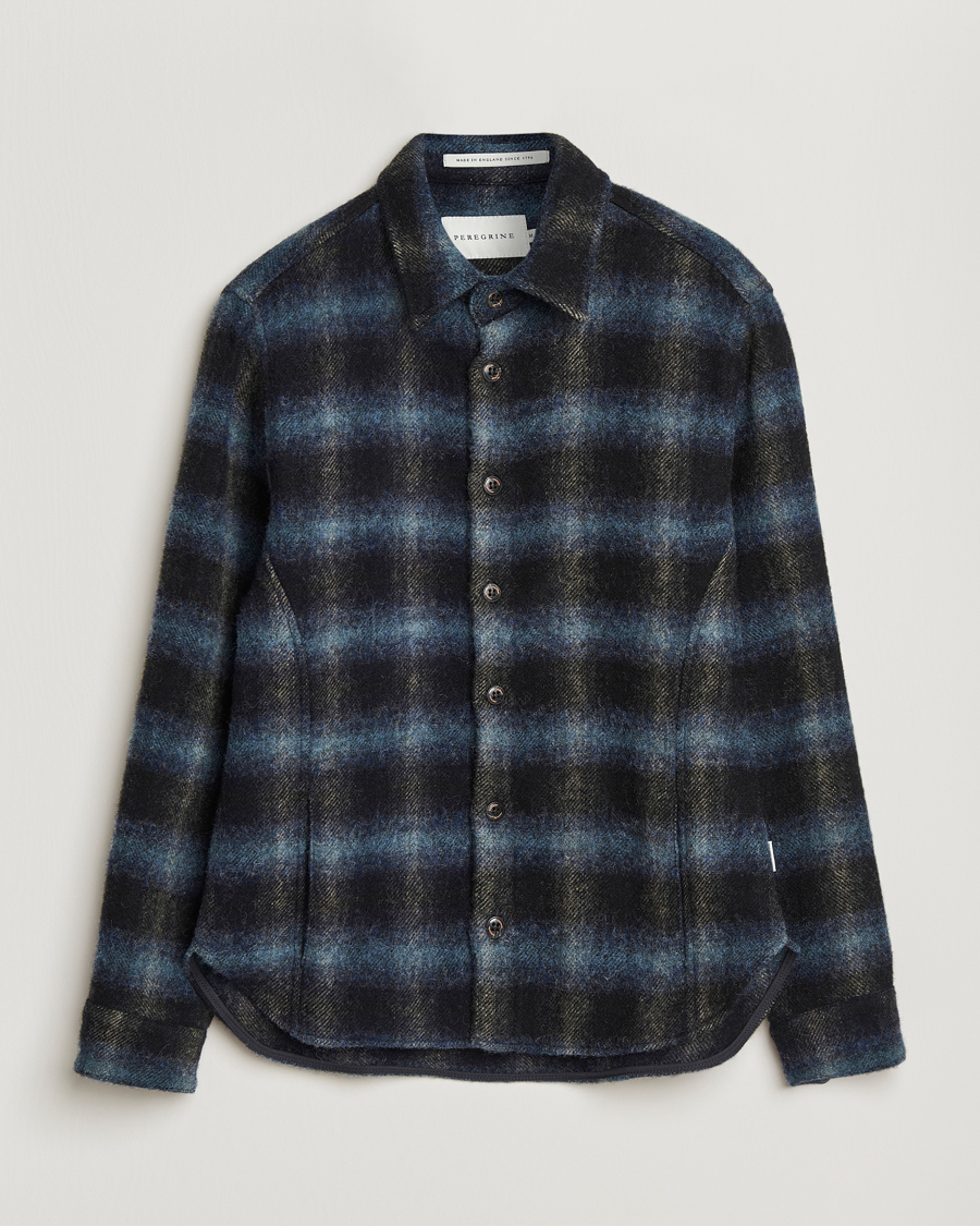 Hombres | Camisas | Peregrine | Moon Wool Check Overshirt Navy