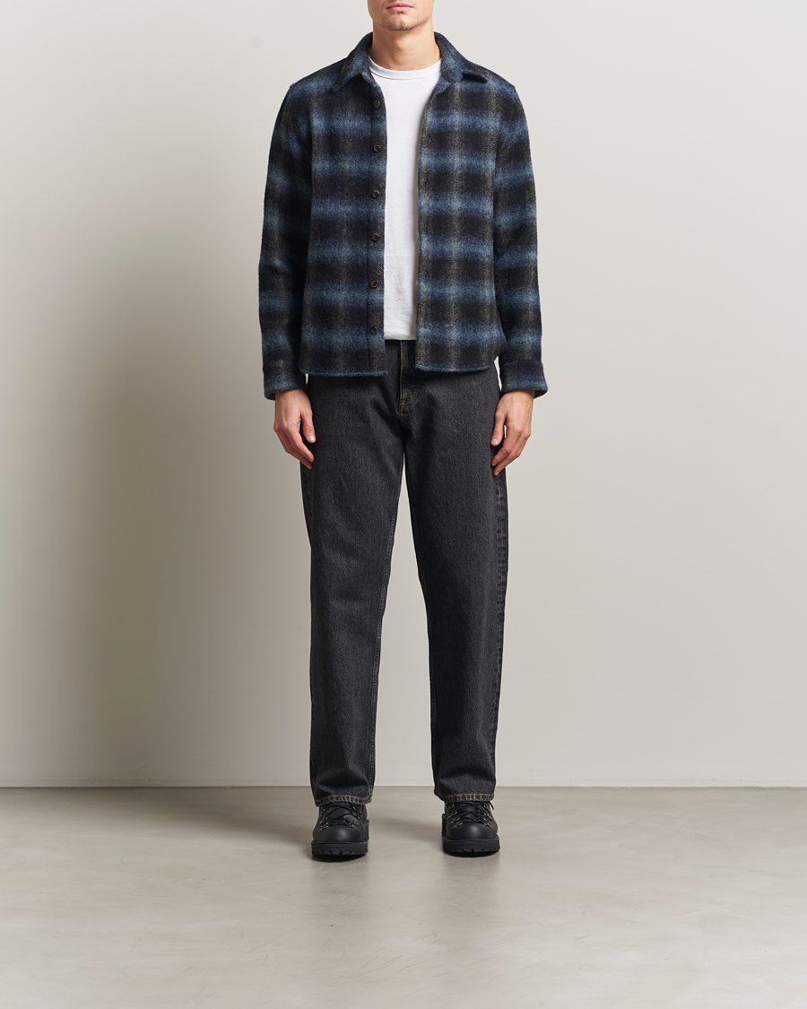 Hombres | Camisas | Peregrine | Moon Wool Check Overshirt Navy