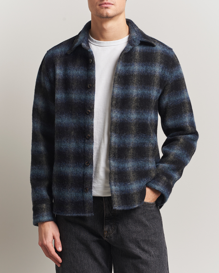 Hombres | Camisas | Peregrine | Moon Wool Check Overshirt Navy