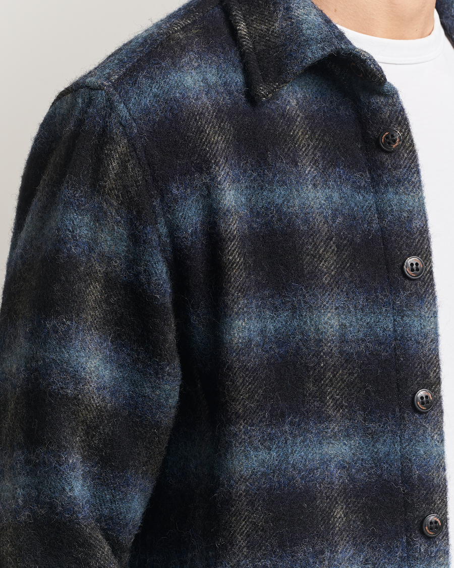 Hombres | Camisas | Peregrine | Moon Wool Check Overshirt Navy