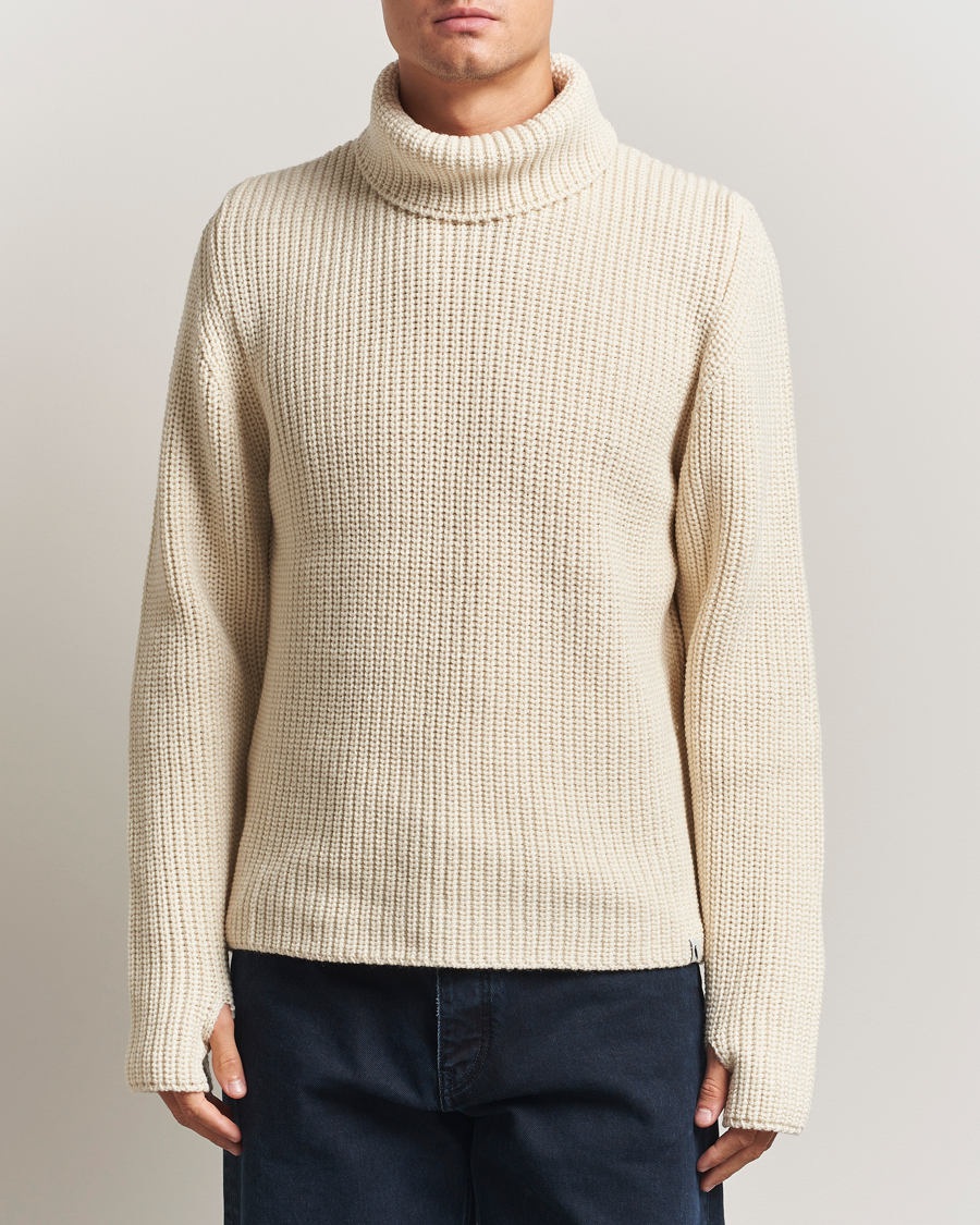 Hombres | Jerséis y prendas de punto | Peregrine | Wilkinson Knitted Merino Rollneck Ecru