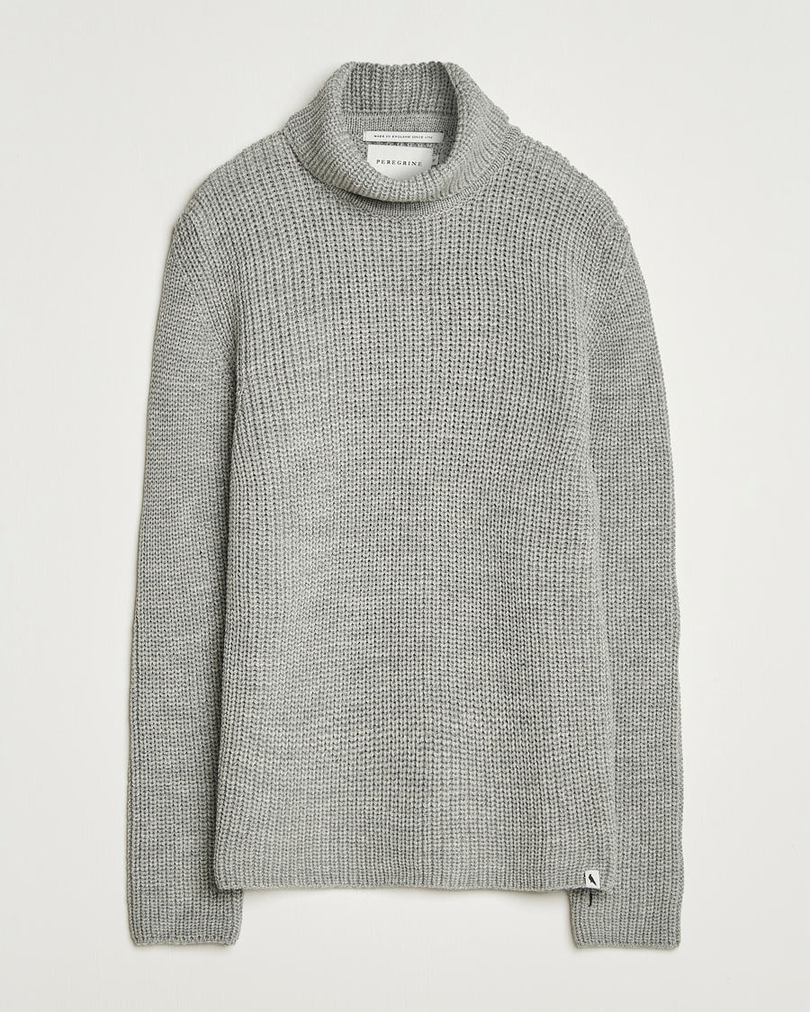 Hombres | Jerséis y prendas de punto | Peregrine | Wilkinson Knitted Merino Rollneck Light Grey