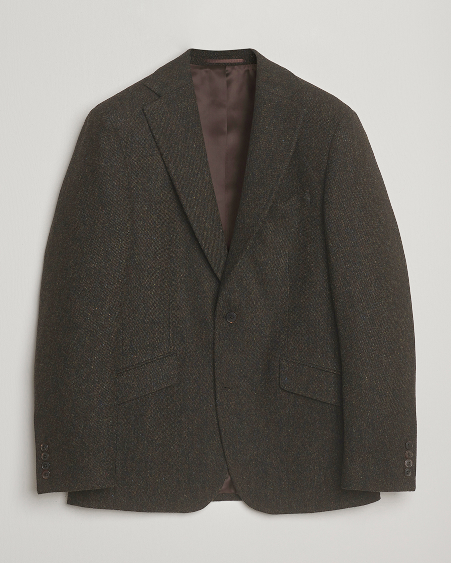 Hombres | Blazers | Walker Slater | Edward Shetland Wool Donegal Blazer Dark Brown