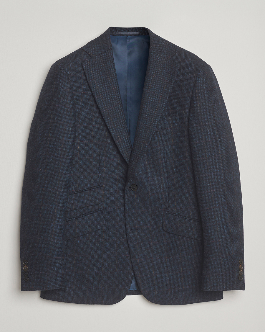 Hombres | Blazers | Walker Slater | Edward Lambswool Windowpane Blazer Navy