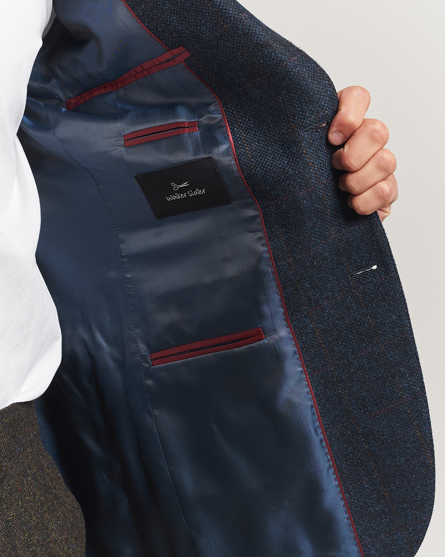 Hombres | Blazers | Walker Slater | Edward Lambswool Windowpane Blazer Navy