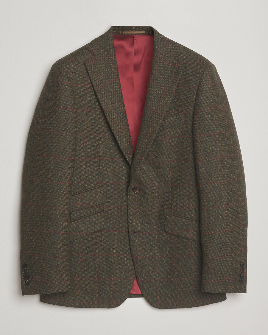 Hombres | Blazers | Walker Slater | Edward Lambswool Windowpane Blazer Dark Green