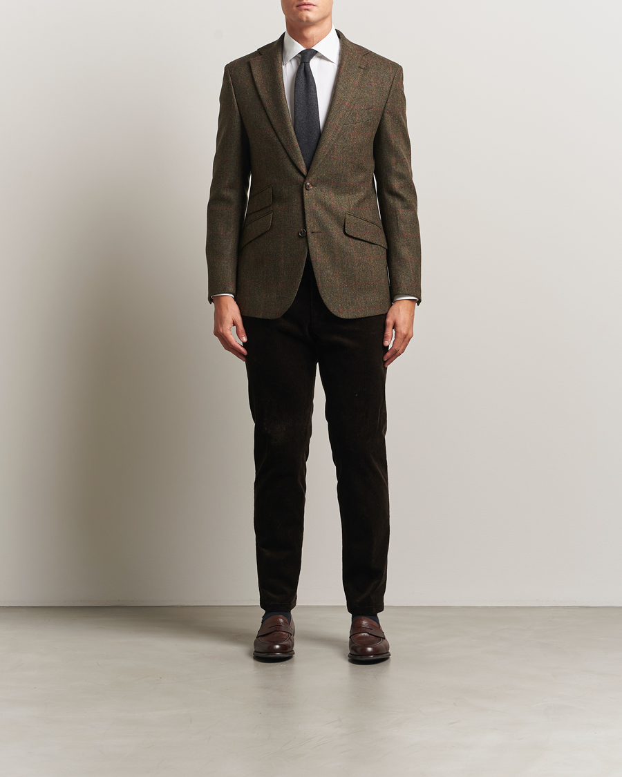 Hombres | Blazers | Walker Slater | Edward Lambswool Windowpane Blazer Dark Green