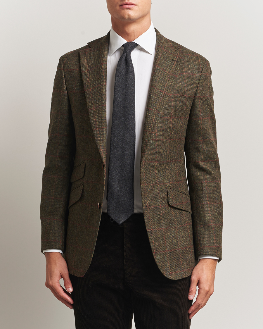 Hombres | Blazers | Walker Slater | Edward Lambswool Windowpane Blazer Dark Green
