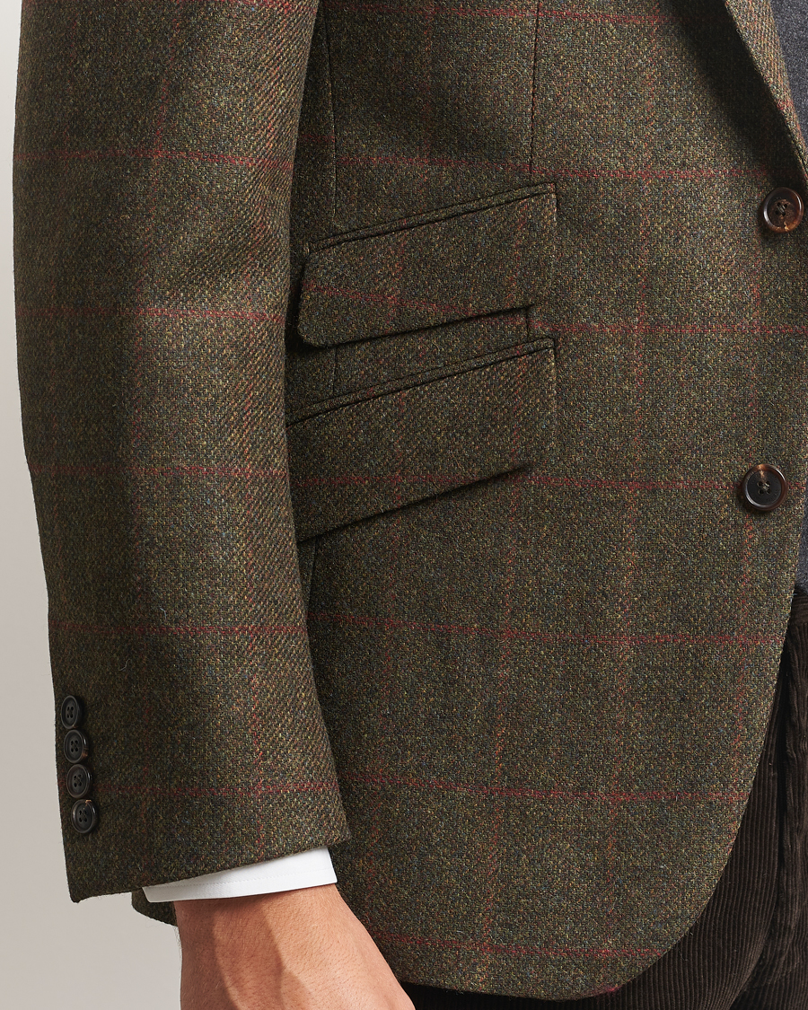 Hombres | Blazers | Walker Slater | Edward Lambswool Windowpane Blazer Dark Green