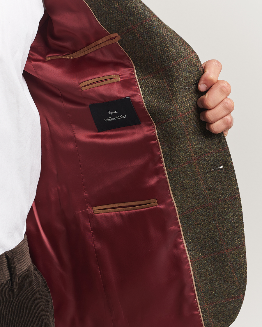 Hombres | Blazers | Walker Slater | Edward Lambswool Windowpane Blazer Dark Green