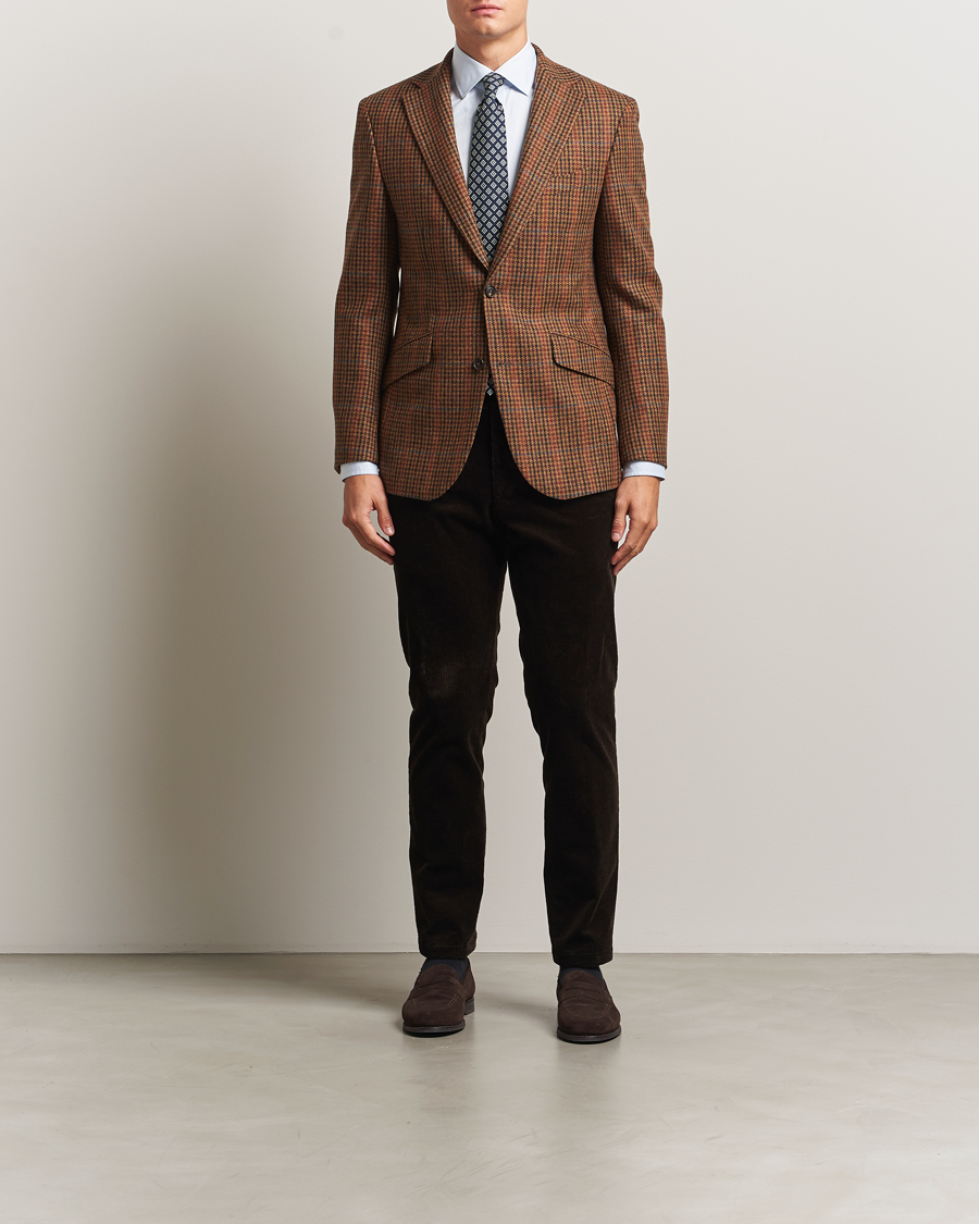 Hombres | Blazers | Walker Slater | Edward Lambswool Dogtooth Blazer Brown