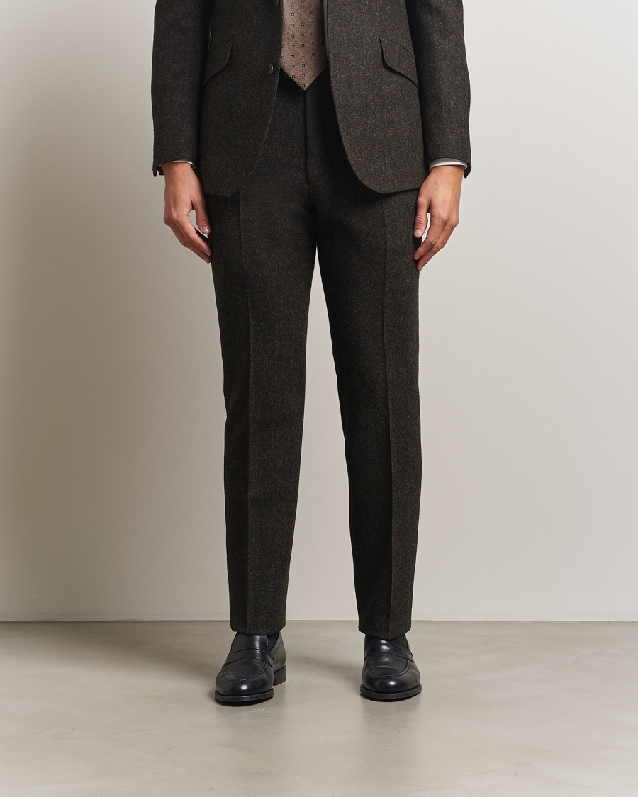 Hombres | Blazers | Walker Slater | Edward Shetland Wool Donegal Trousers Dark Brown