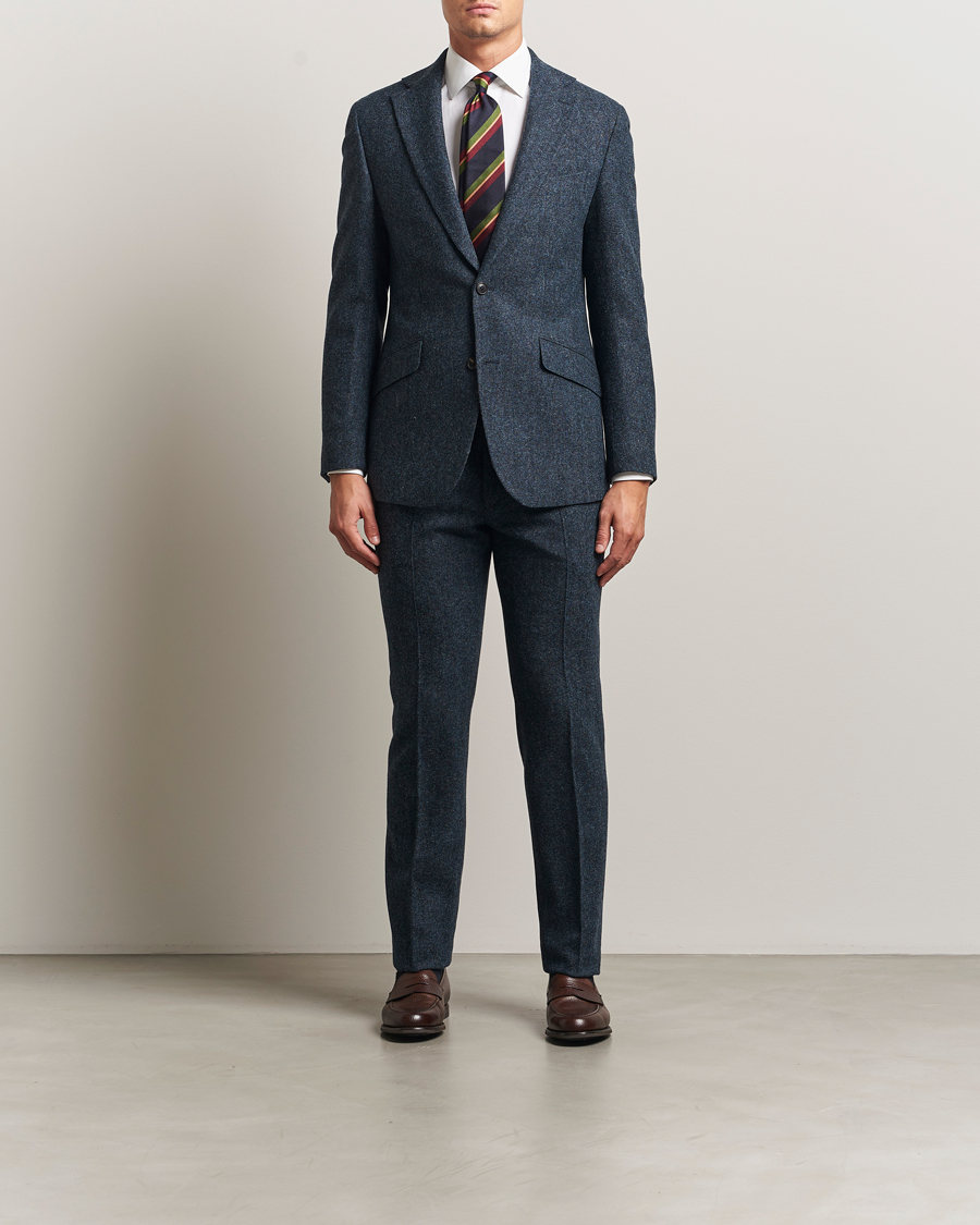 Hombres | Pantalones | Walker Slater | Edward Shetland Wool Donegal Trousers Navy