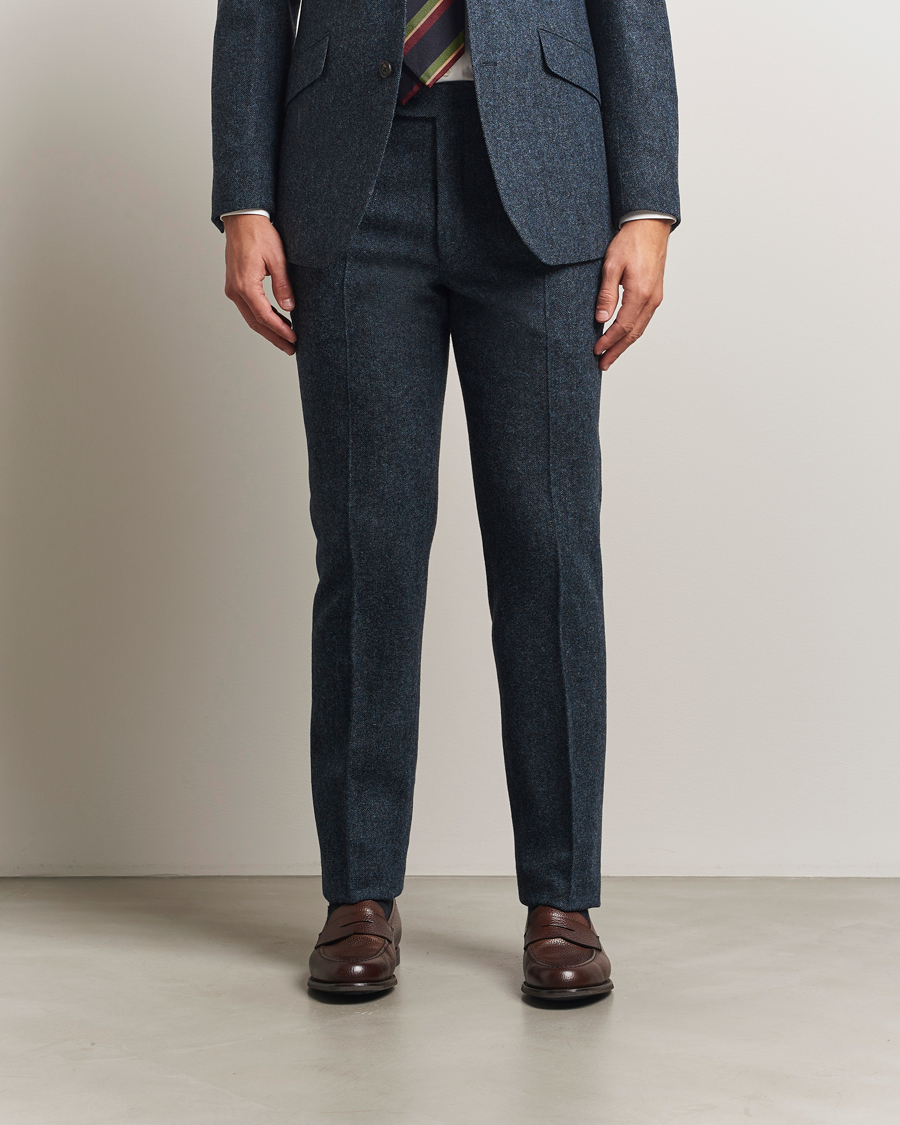Hombres | Pantalones | Walker Slater | Edward Shetland Wool Donegal Trousers Navy
