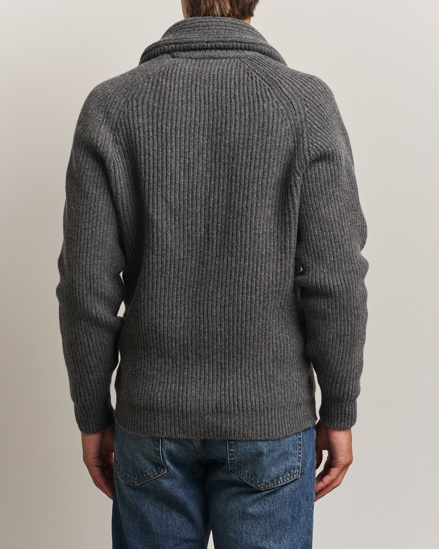 Hombres | Jerséis y prendas de punto | William Lockie | Windsor Geelong Lambswool Shawl Cardigan Grey