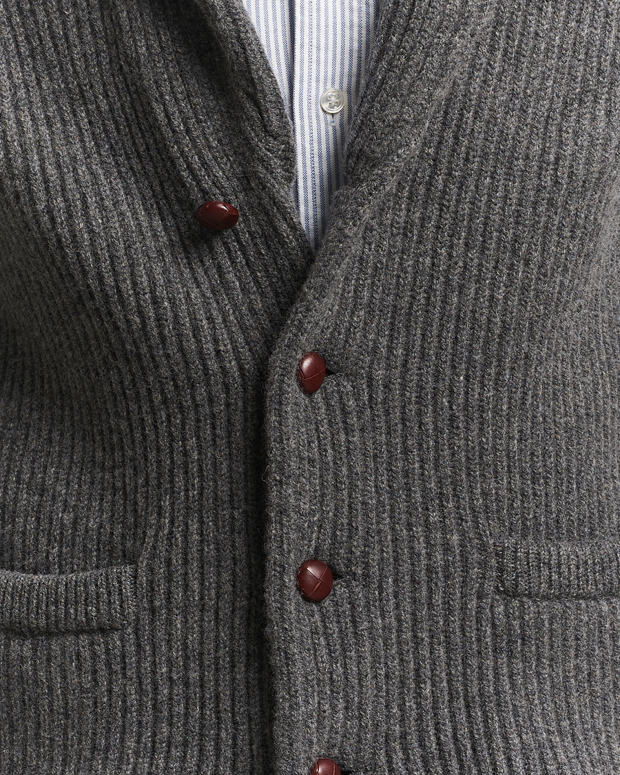 Hombres | Jerséis y prendas de punto | William Lockie | Windsor Geelong Lambswool Shawl Cardigan Grey
