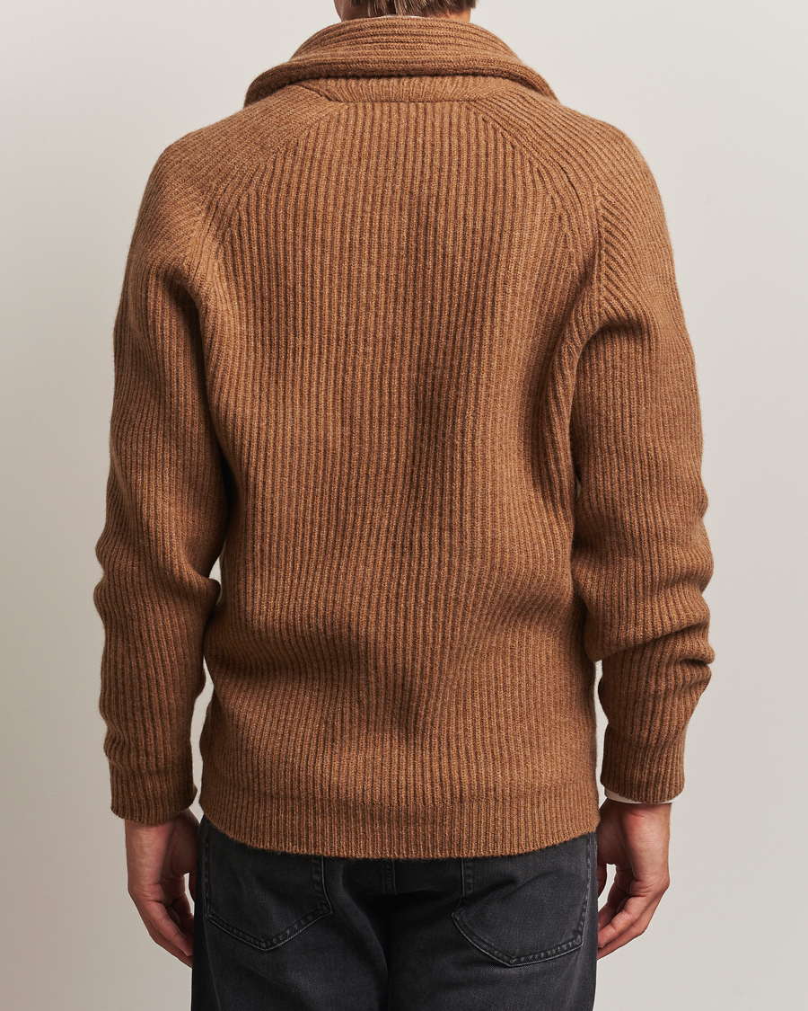 Hombres | Jerséis y prendas de punto | William Lockie | Windsor Geelong Lambswool Shawl Cardigan Brown