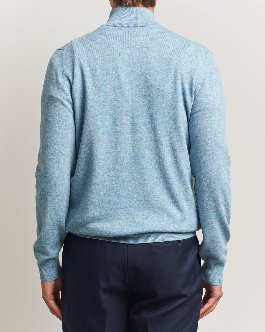 Hombres | Jerséis y prendas de punto | Gran Sasso | Wool/Cashmere Half Zip Blue Melange