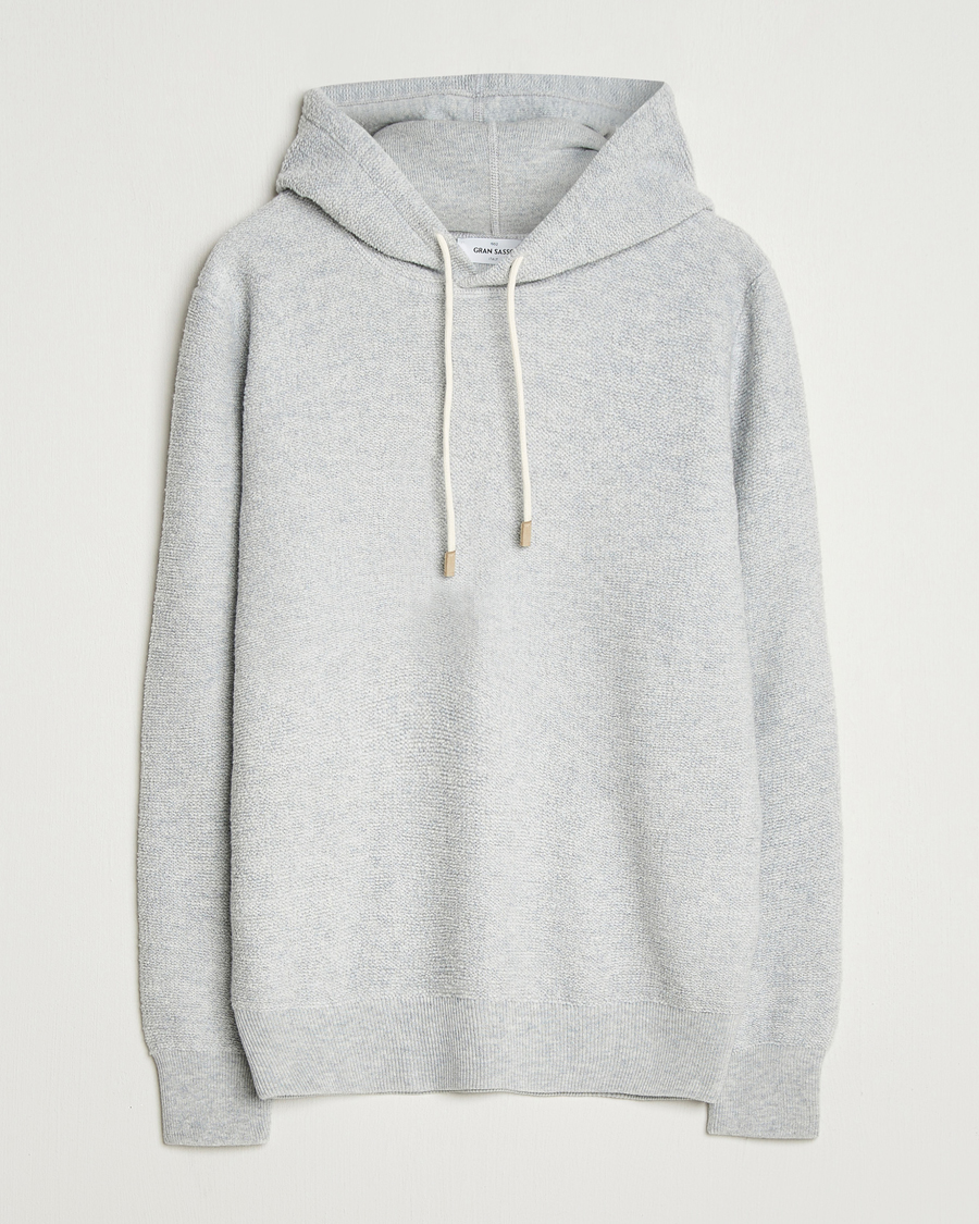 Hombres | Jerséis y prendas de punto | Gran Sasso | Boiled Wool Hoodie Light Grey Melange
