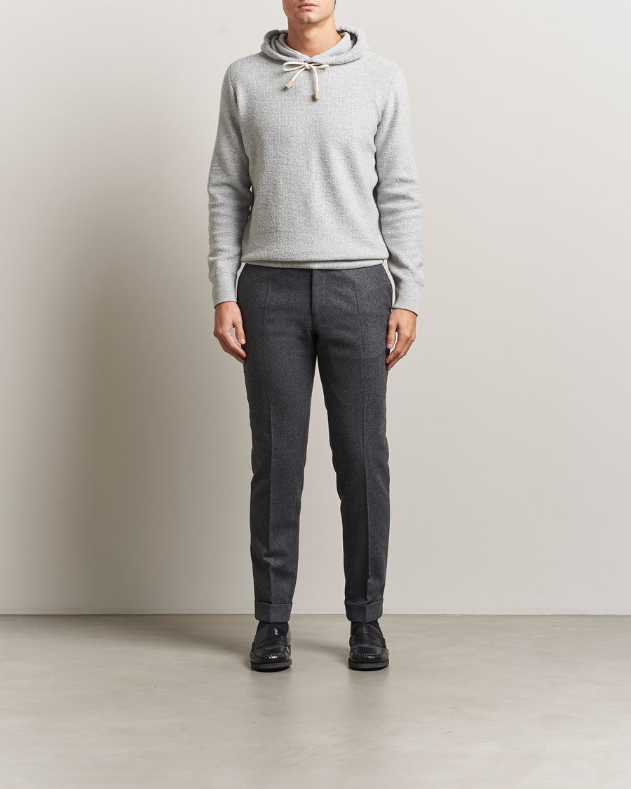 Hombres | Jerséis y prendas de punto | Gran Sasso | Boiled Wool Hoodie Light Grey Melange