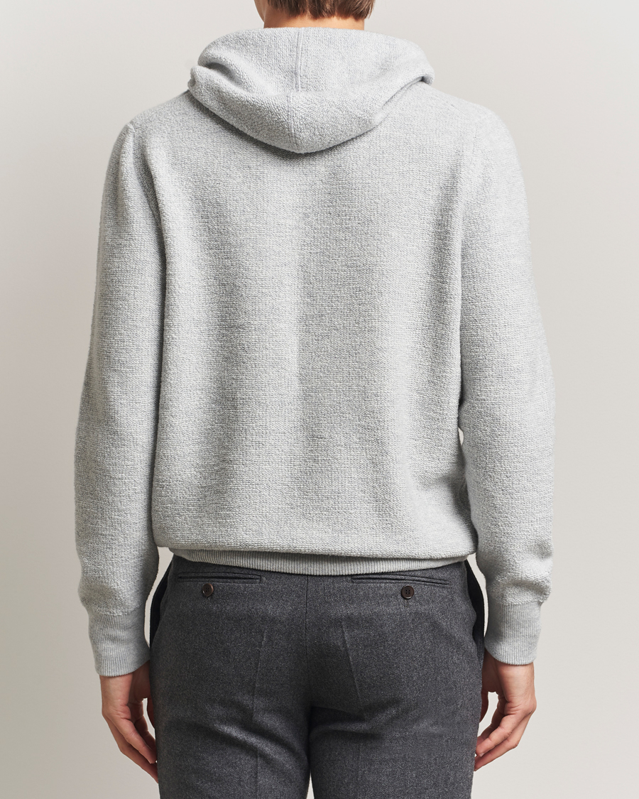 Hombres | Jerséis y prendas de punto | Gran Sasso | Boiled Wool Hoodie Light Grey Melange