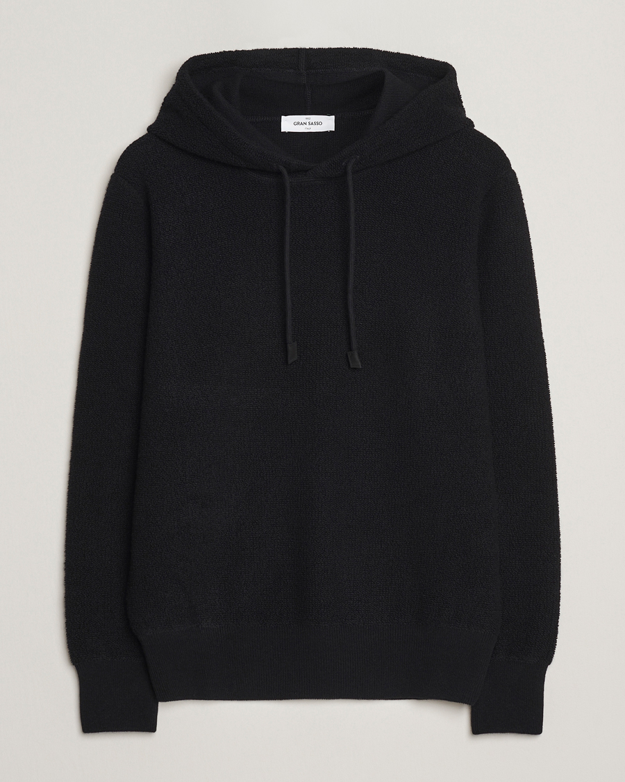 Hombres | Jerséis y prendas de punto | Gran Sasso | Boiled Wool Hoodie Black