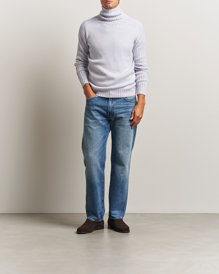 Hombres | Jerséis y prendas de punto | Gran Sasso | Rainwool Rollneck Light Purple Melange