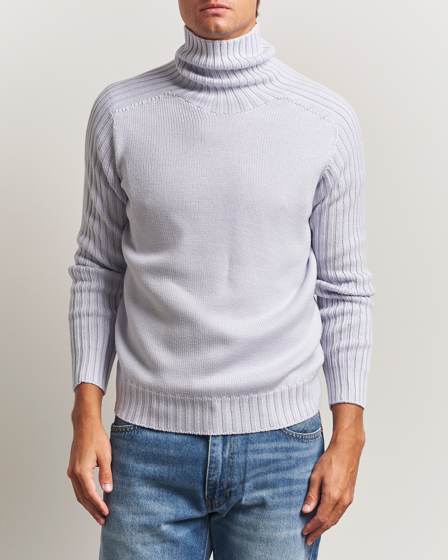 Hombres | Jerséis y prendas de punto | Gran Sasso | Rainwool Rollneck Light Purple Melange