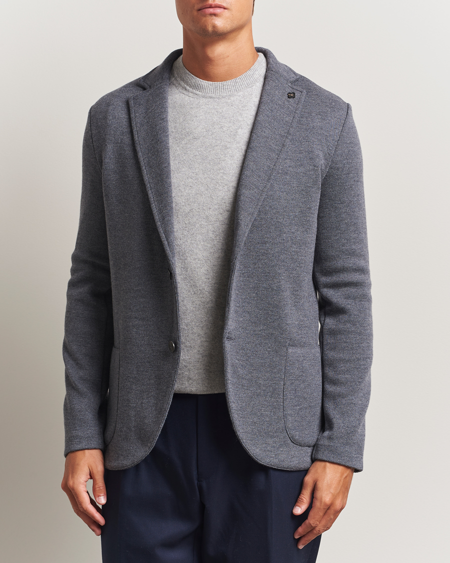 Hombres | Blazers | Gran Sasso | Rainwool Knitted Blazer Grey Melange