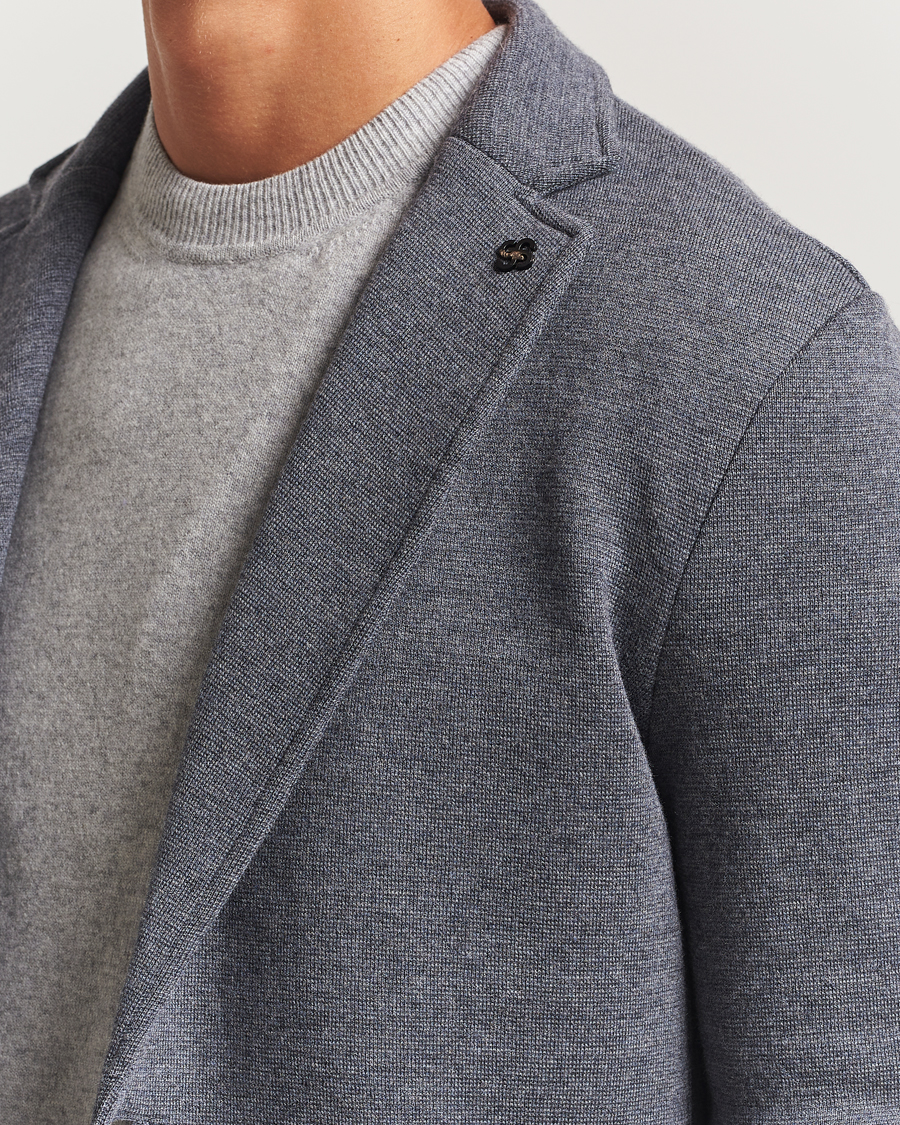 Hombres | Blazers | Gran Sasso | Rainwool Knitted Blazer Grey Melange
