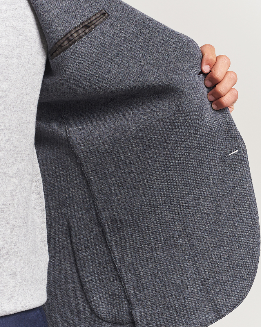 Hombres | Blazers | Gran Sasso | Rainwool Knitted Blazer Grey Melange