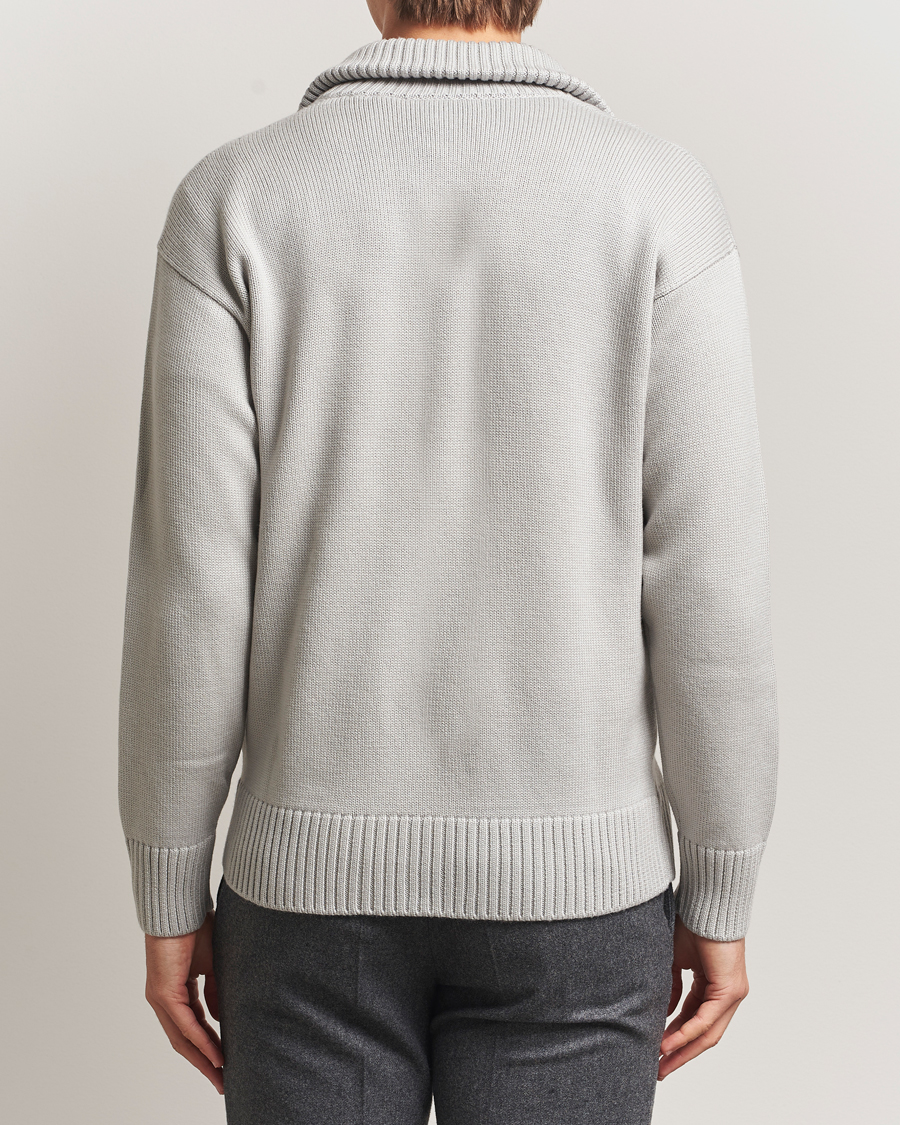 Hombres | Jerséis y prendas de punto | Gran Sasso | Heavy Knitted Merino Full Zip Light Grey Melange