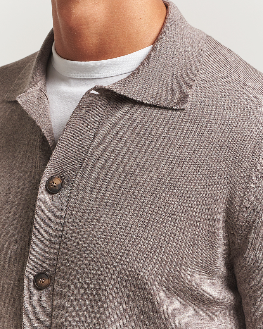 Hombres | Jerséis y prendas de punto | Gran Sasso | Wool Knitted Cardigan Beige Melange