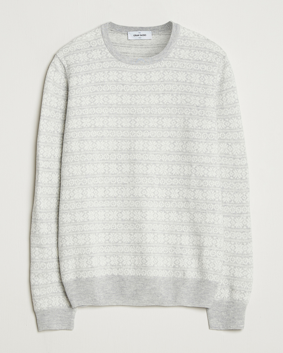 Hombres | Jerséis y prendas de punto | Gran Sasso | Wool/Cashmere Fairisle Sweater Light Grey Melange