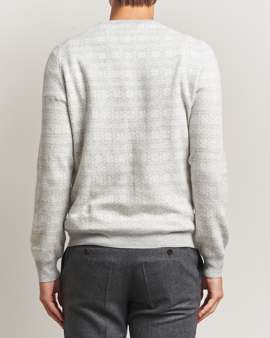 Hombres | Jerséis y prendas de punto | Gran Sasso | Wool/Cashmere Fairisle Sweater Light Grey Melange