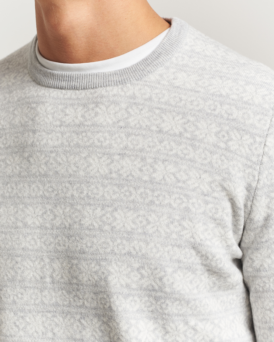 Hombres | Jerséis y prendas de punto | Gran Sasso | Wool/Cashmere Fairisle Sweater Light Grey Melange