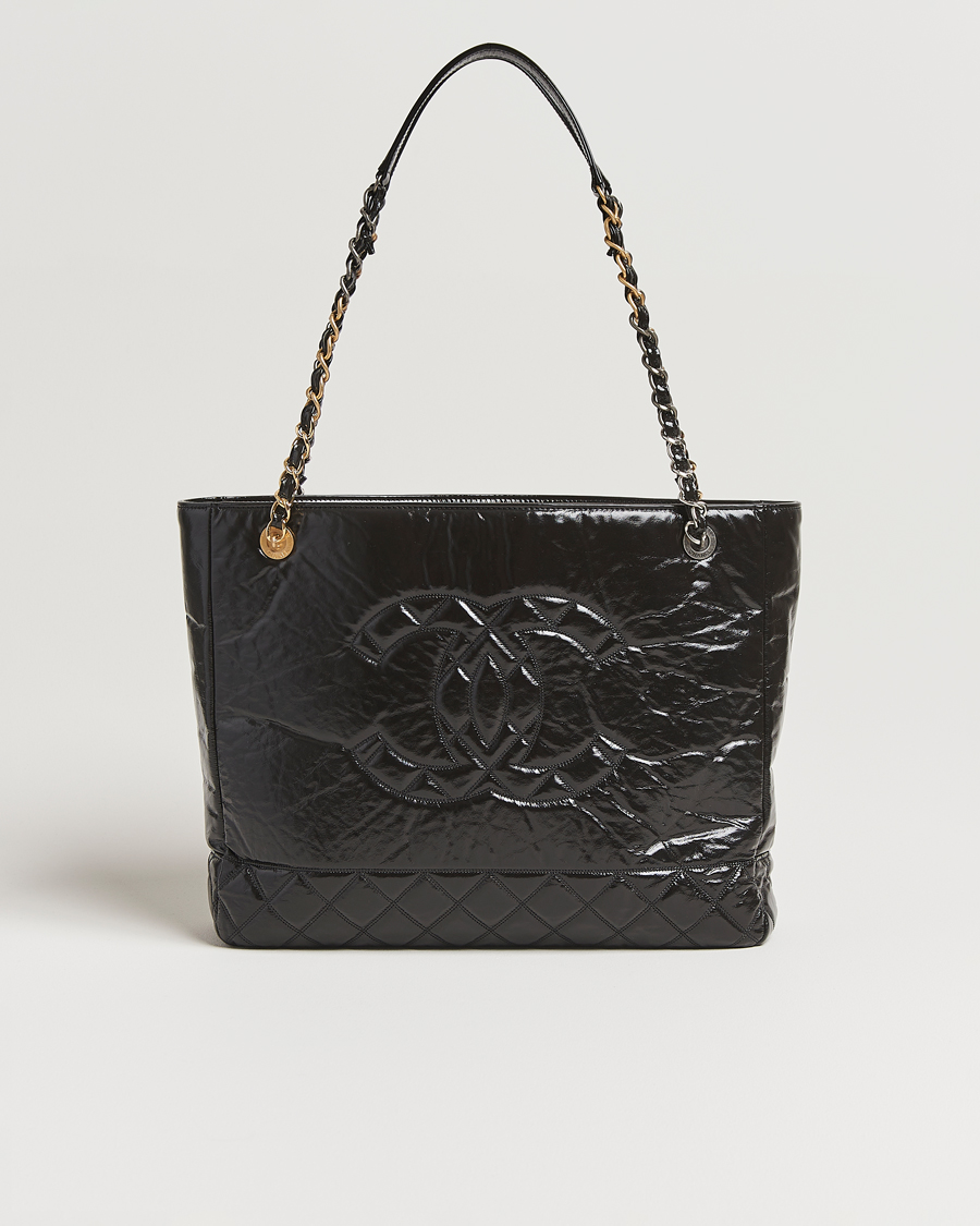 Hombres | Chanel Pre-Owned Chain Tote Bag Black | Chanel Pre-Owned | Chain Tote Bag Black