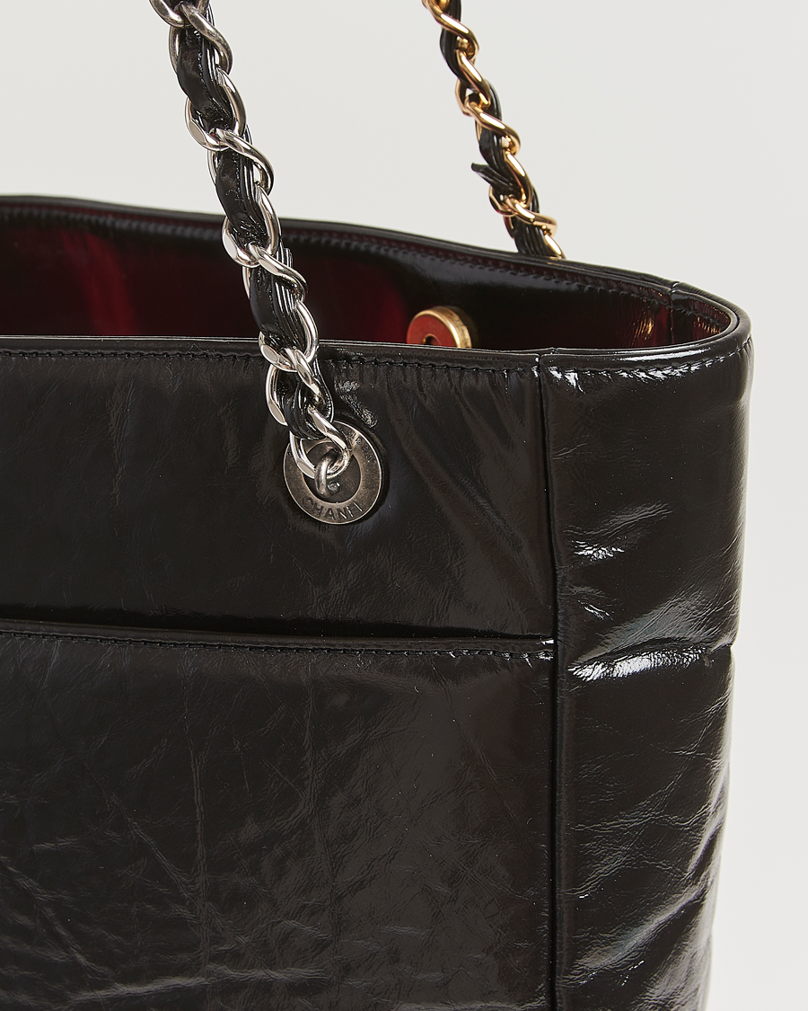 Hombres | Chanel Pre-Owned Chain Tote Bag Black | Chanel Pre-Owned | Chain Tote Bag Black