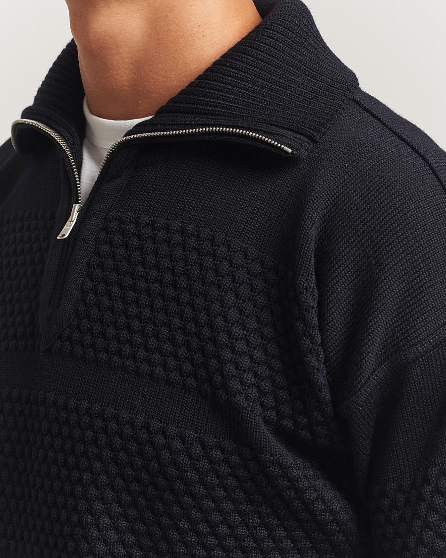 Hombres | Jerséis y prendas de punto | S.N.S. Herning | Fisherman Short Zip Navy Blue