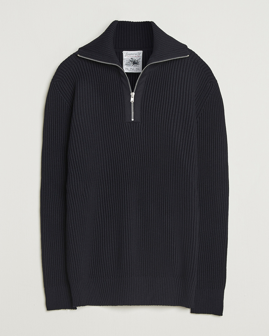 Hombres | Jerséis y prendas de punto | S.N.S. Herning | Fender Short Zip Navy Blue