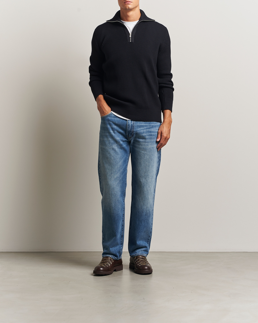 Hombres | Jerséis y prendas de punto | S.N.S. Herning | Fender Short Zip Navy Blue